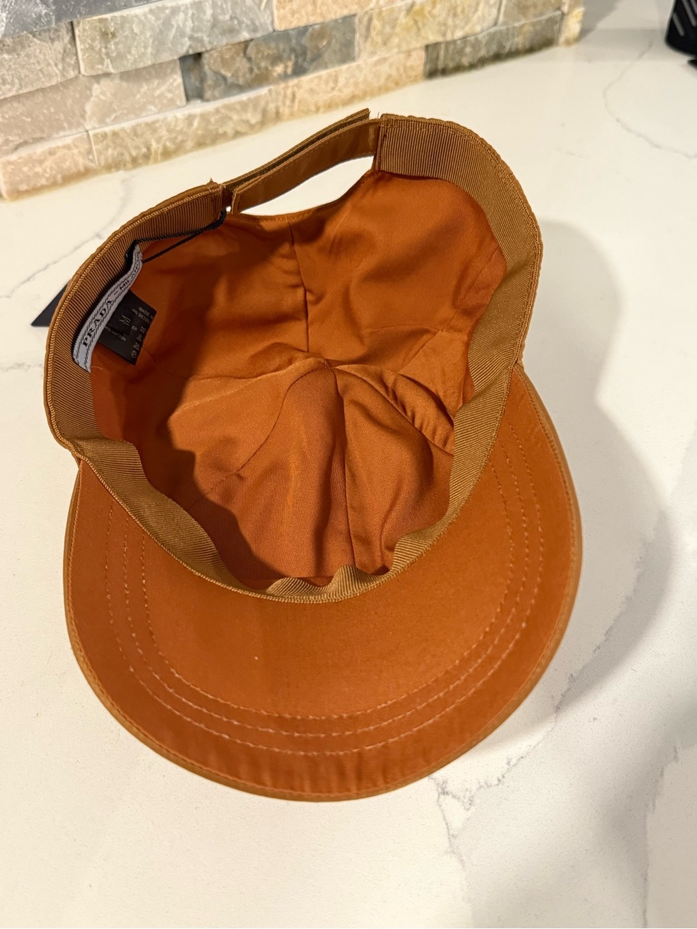 Prada Tan re Nylon Baseball Cap with Triangle Logo - Picture 4 of 7